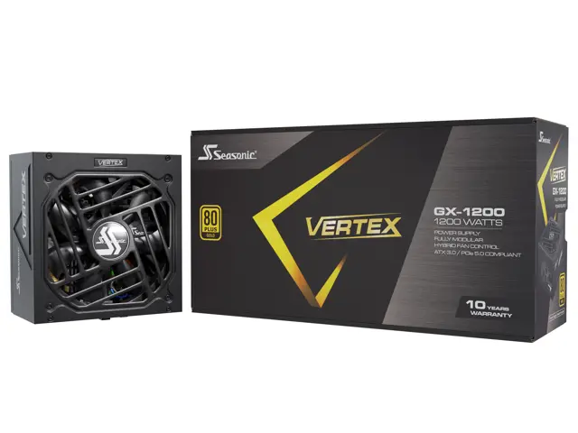 Seasonic VERTEX GX-1200, 1200W 80+ Gold, ATX 3.0 & PCIe 5.0 Ready, Full-Modular, ATX Form Factor, Low Noise, Premium Japanese Capacitor, 12 Year Warranty, Nvidia RTX 30/40 Super, AMD GPU Compatible - Newegg.com