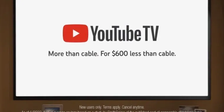 YouTube TV, which costs $73 a month, agrees to end “$600 less than cable” ads