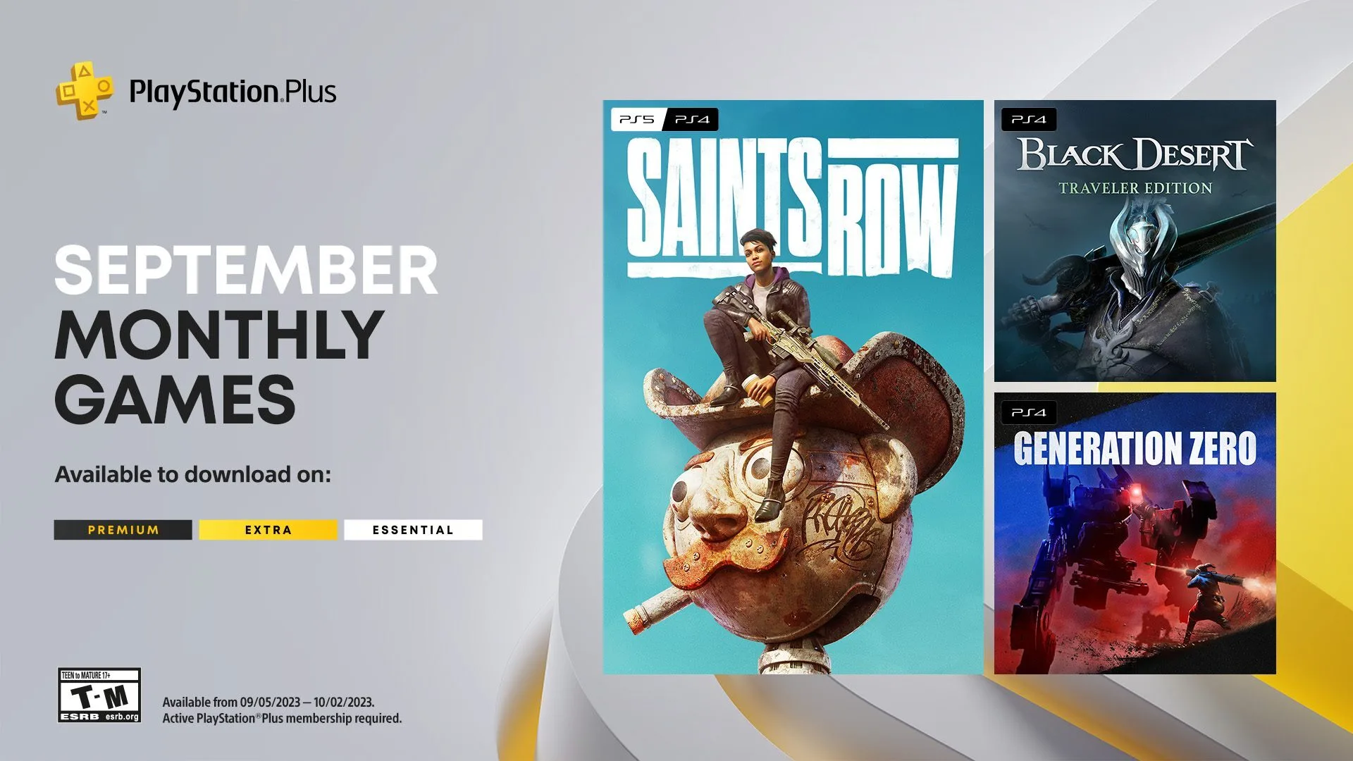 PlayStation Plus Monthly Games for September: Saints Row, Black Desert – Traveler Edition, Generation Zero