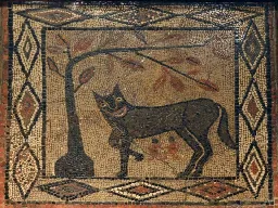 An... interesting... wolf mosaic from Roman Britain, ~300 AD